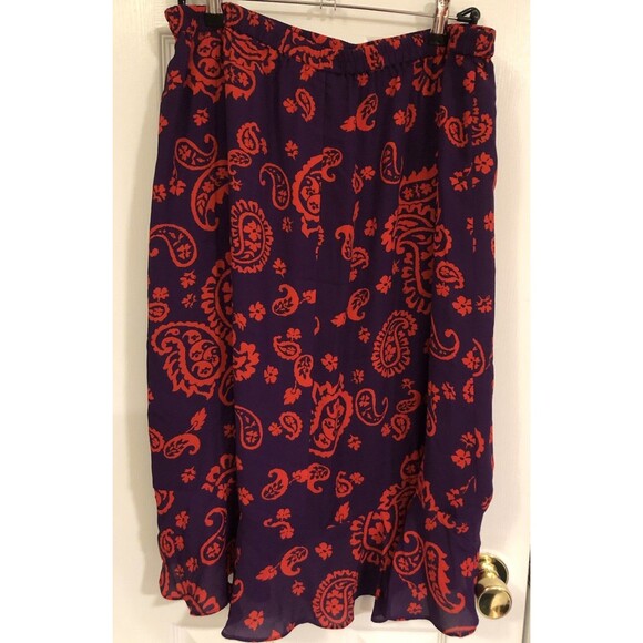 Linea By Louis Dell’ Olio Womens Purple Red Paisley Skirt Hi-Low Hem Sz L - Picture 4 of 4